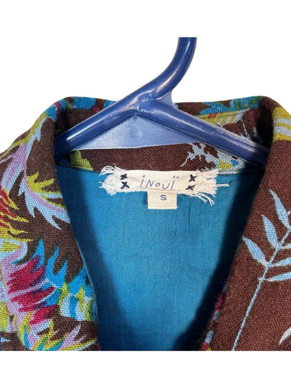 Inouï Small Brown Vintage Women’s Tropical Button-Up Shirt/Jacket 100% Cotton - Picture 2 of 14